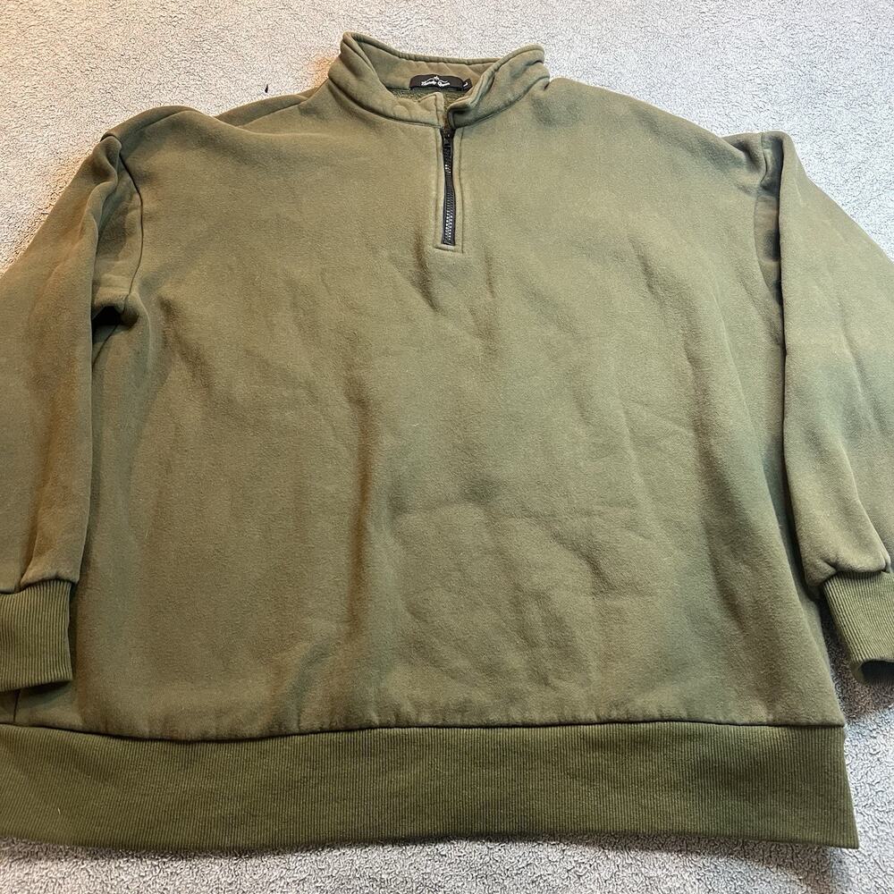 Trendy Queen Womens Oversized Quarter Zip Pullover Sweatshirt Olive Green Large
